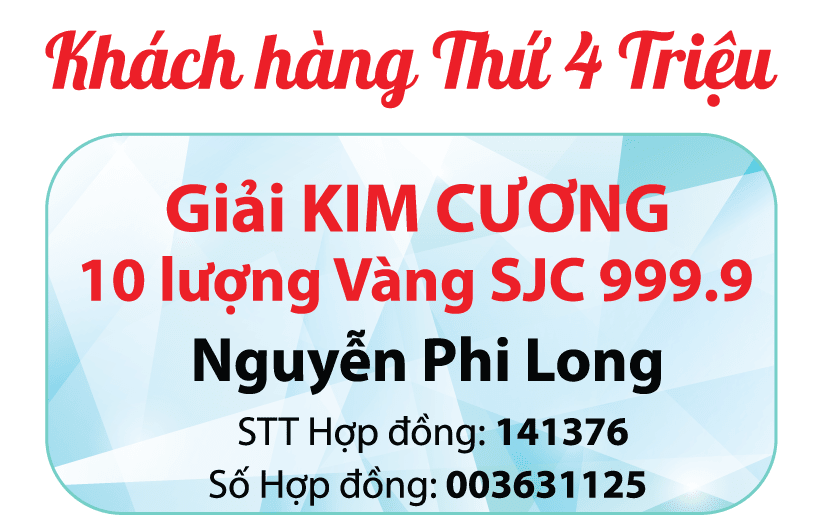 Kh&aacute;ch h&agrave;ng may mắn nhận Giải Kim Cương của chương tr&igrave;nh khuyến mại &ldquo;Dai-ichi Life Việt Nam tri &acirc;n kh&aacute;ch h&agrave;ng nh&acirc;n dịp đạt cột mốc phục vụ kh&aacute;ch h&agrave;ng thứ 4 triệu&rdquo;