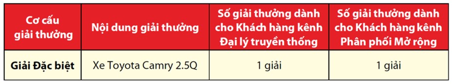Cơ cấu giải thưởng Chương tr&igrave;nh khuyến mại Mừng Xu&acirc;n b&igrave;nh an, Rinh qu&agrave; cực sang